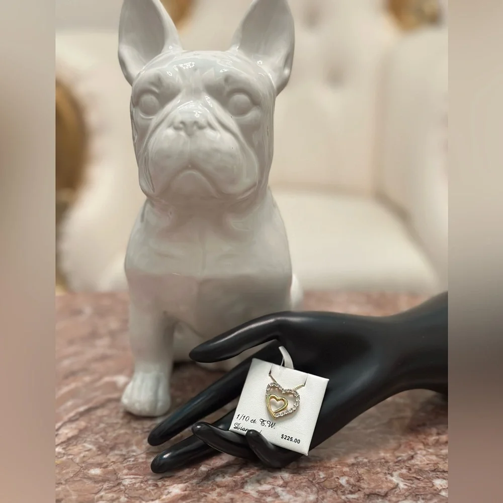 (MSRP $225) 925 silver and diamond Heart Pendant Necklace -NWT - Picture 3 of 4